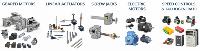 Electric Linear Actuator, Electric Motors, Variable Speed Controllers, ELECTRIC MOTORS, Screw Jacks, LINEAR ACTUATORS, Geared Motors